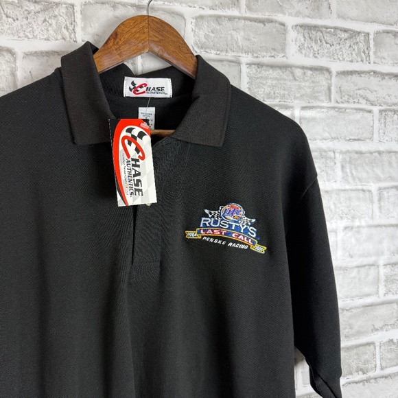 Chase Authentic Rusty's Last Call Penske Racing Collared Polo Shirt Mens MEDIUM - Picture 1 of 7